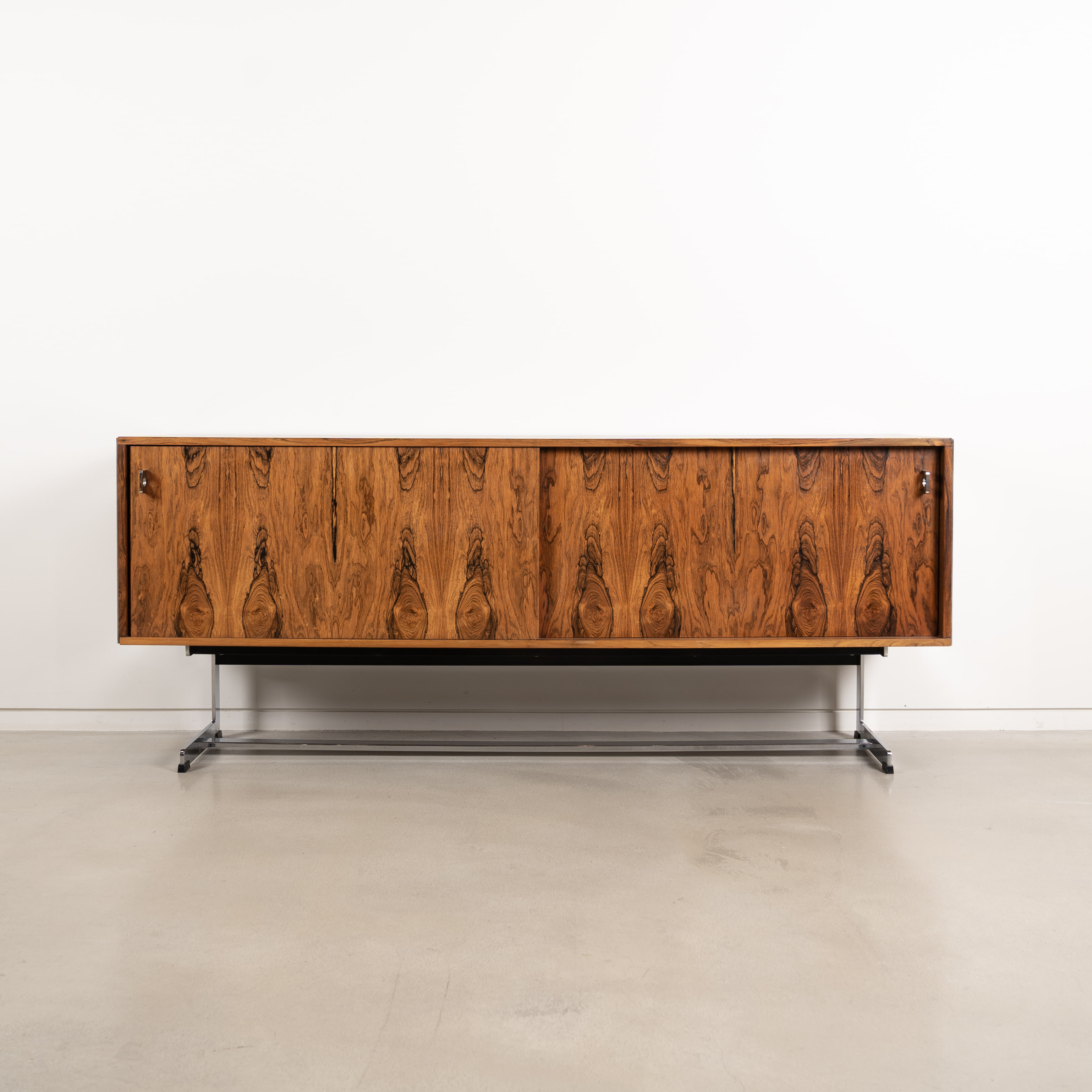 Rosewood and Chrome Credenza