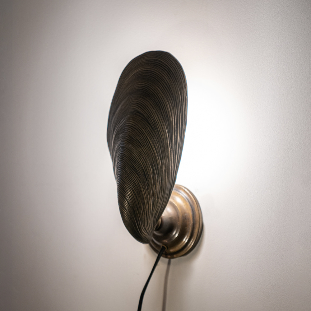 Brass Mussel Shell Wall Lamp by Maison Jansen