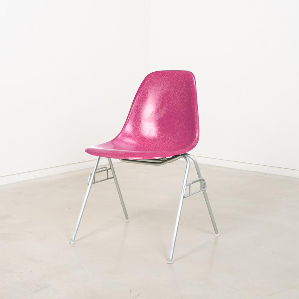 Vintage Eames Fiberglass Side Chair (Pink)