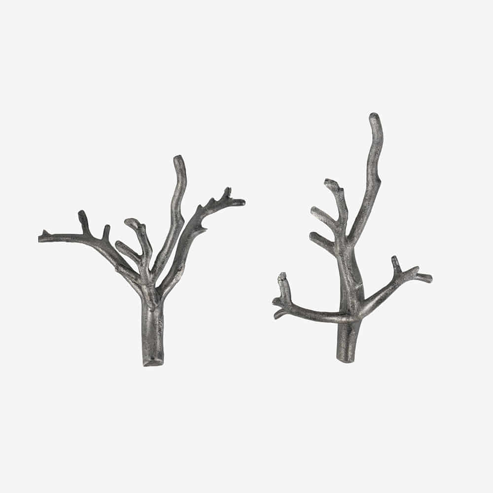 (Set of 2)Cast Aluminum Twig Branches Coat Hangers