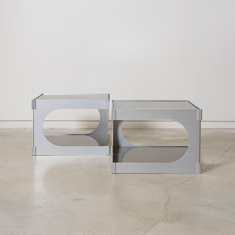 Aluminum Side Tables by Pierre Vandel