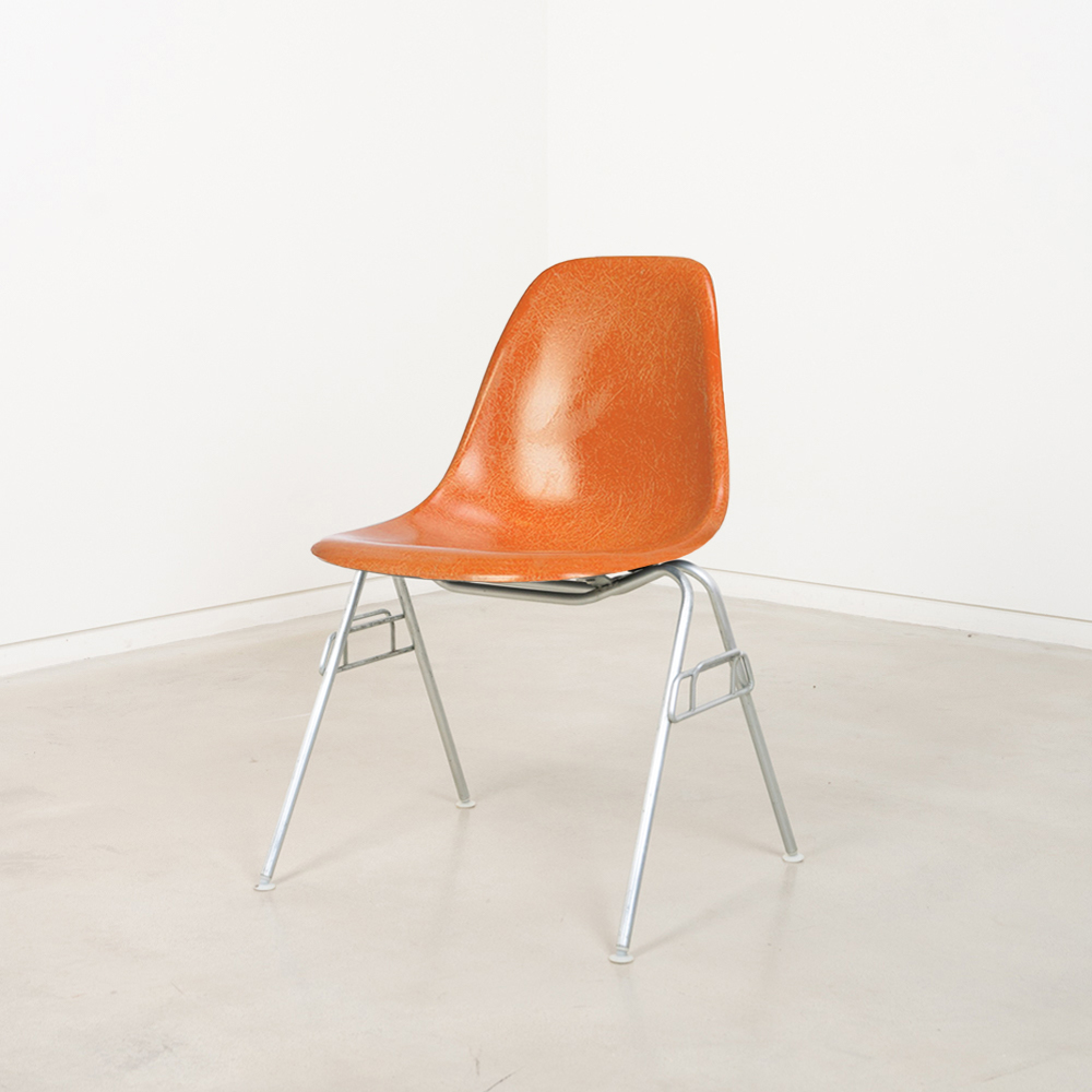 Vintage Eames Fiberglass Side Chair (Red Orange)