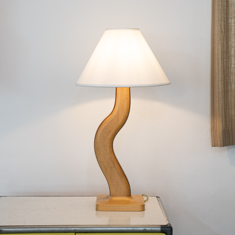 Handmade Wooden MCM Table Lamp
