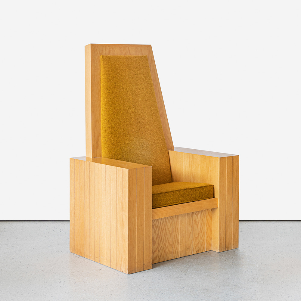 Extra Large Oak Cubist Throne Chair